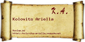 Kolovits Ariella névjegykártya
